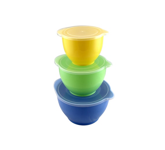 3 Piece Storage and Batter Mixing Bowl Set With Lids BPA Free