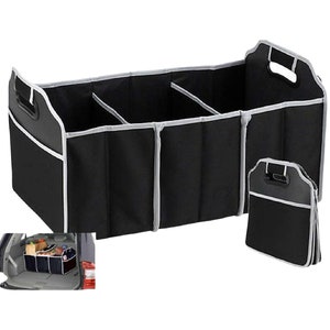 Collapsible Trunk Organizer with Insulated Leak proof Cooler Bag, 3  Compartments 5 in1 Car, SUV Cargo Storage Organizer with Removable  Dividers