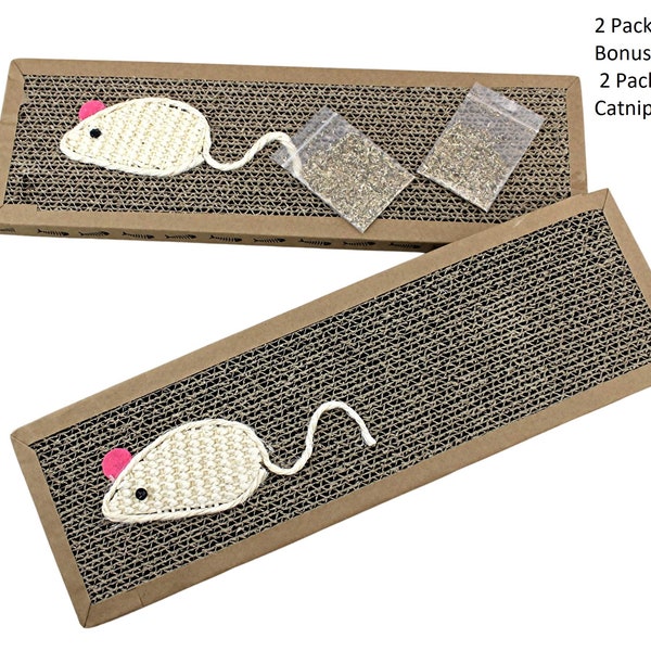 2 pack Cat Scratching Pad Scratch Cardboard 2 Catnip Bags Scratcher Lounge