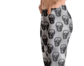Silver gothic skull Leggings | Halloween skull leggings