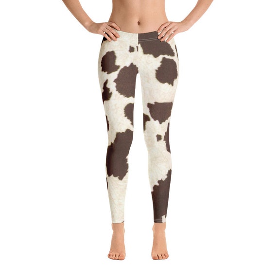 Brown Cow Print Costume Leggings Crème 