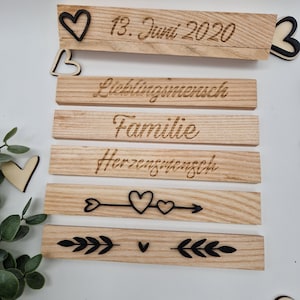 Bildhalter aus Holz, personalisierter Kartenhalter, Bilderleiste, Klötzchen, Karten Ständer, Fotoständer, Geburtstag, Hochzeit