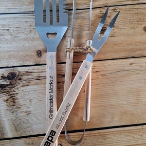 BBQ, Personalized Grill Tongs, Meat Fork, Spatula, Father's Day Gift