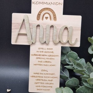 Gift for communion, baptism, personalized cross, wooden cross with personal engraving