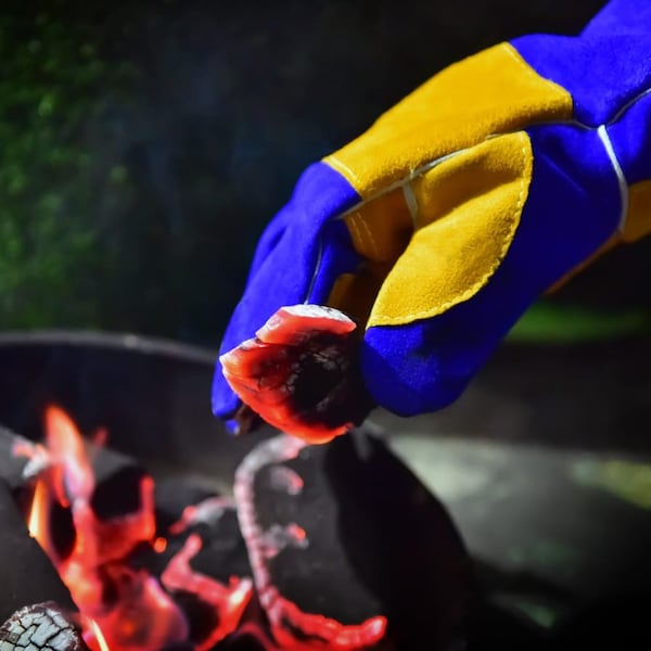 Rush 16-Inch Extra Long Sleeve Welding gloves Oven/Grill/Fireplace/Furnace/Stove/Pot Holder/Tig Welder/Mig/BBQ/Animal Handling Glove–Blue