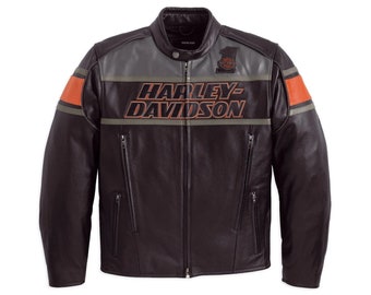 Giacca da motociclista da uomo in pelle Harley Davidson Giacca da motociclista vintage Giacca nera Giacca da corsa da uomo in pelle HD