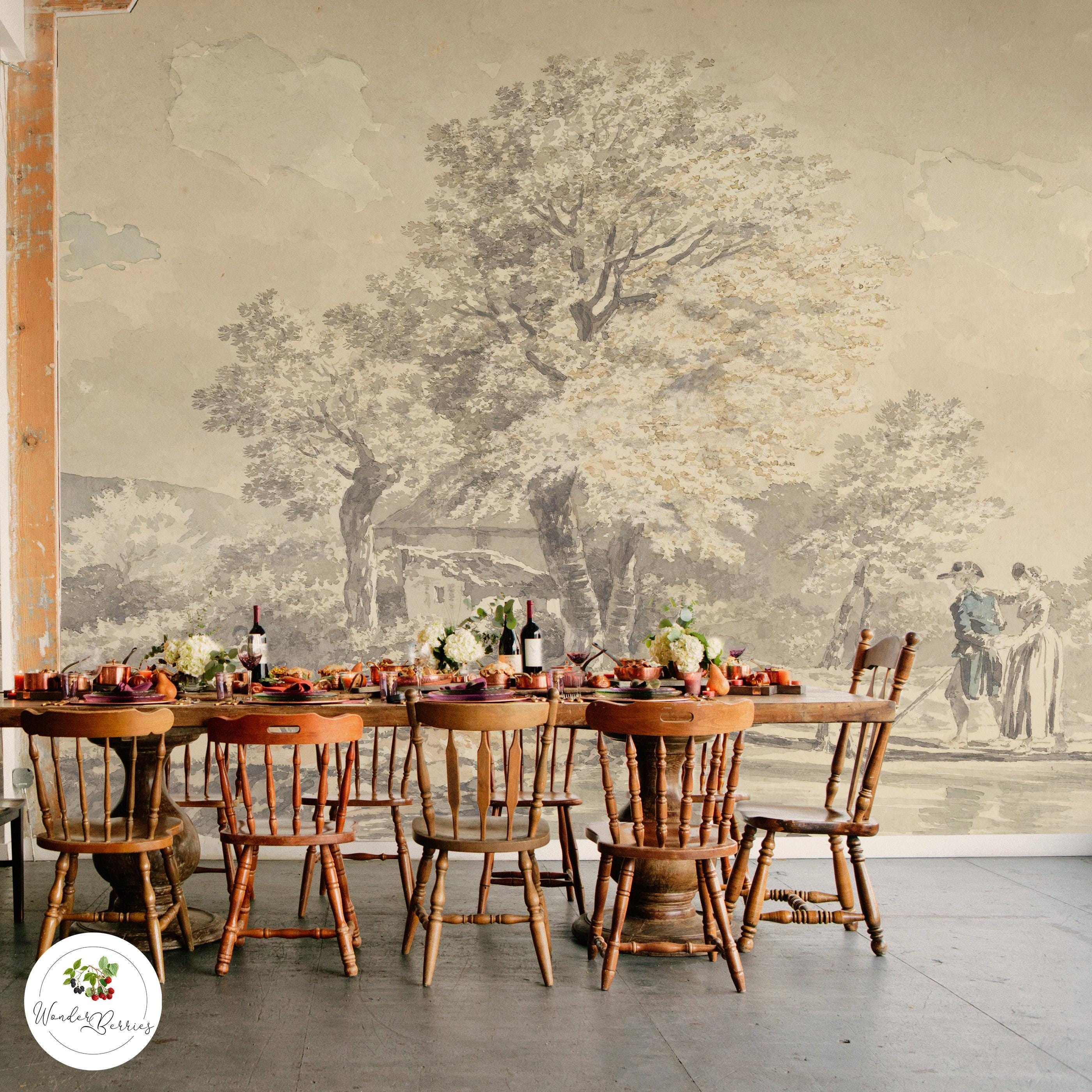 Pastoral Landscape Wallpaper, Removable Wallpaper, French Countryside ...