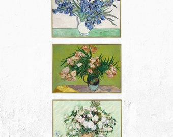 Flores de Vincent Van Gogh Reproducción de carteles antiguos, lirios, adelfas, rosas