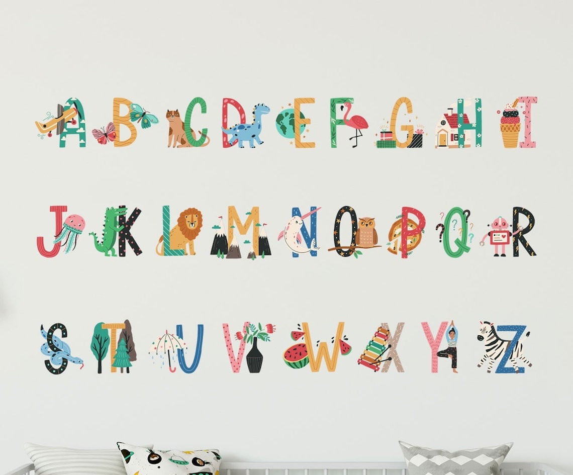 Alphabet printed vinyl wall sticker Etsy
