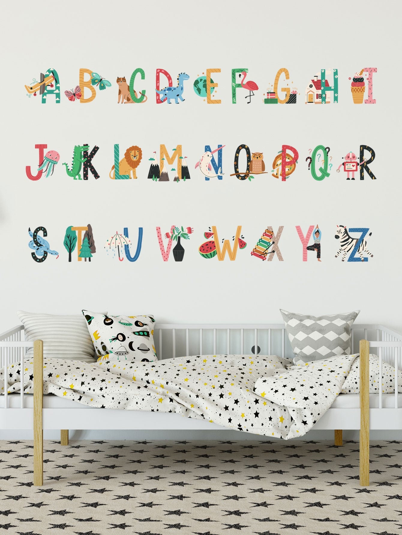 Alphabet printed vinyl wall sticker | Etsy