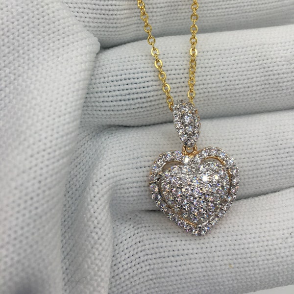 18K 18ct Gold Filled 18/20” Link Necklace With Absolutely Beautiful Sparkling Cubic Zirconia Heart Pendant