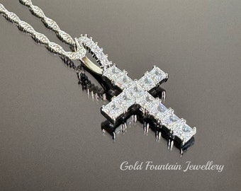 Genuine Sterling Silver 20” Wave Chain Necklace With Cubic