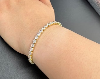 18k Gold Plated Cubic Zirconia Adjustable Tennis Bracelet Ref:-163