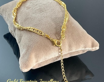 18K, 18Ct, Gold Filled 27cms Anklet, Bracelet With Extension Ref:-572B