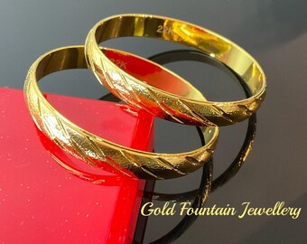 Real 18k Yellow Gold Filled Solid Baby Cuff Bracelet – 45mm ID – Girls Size – Gold