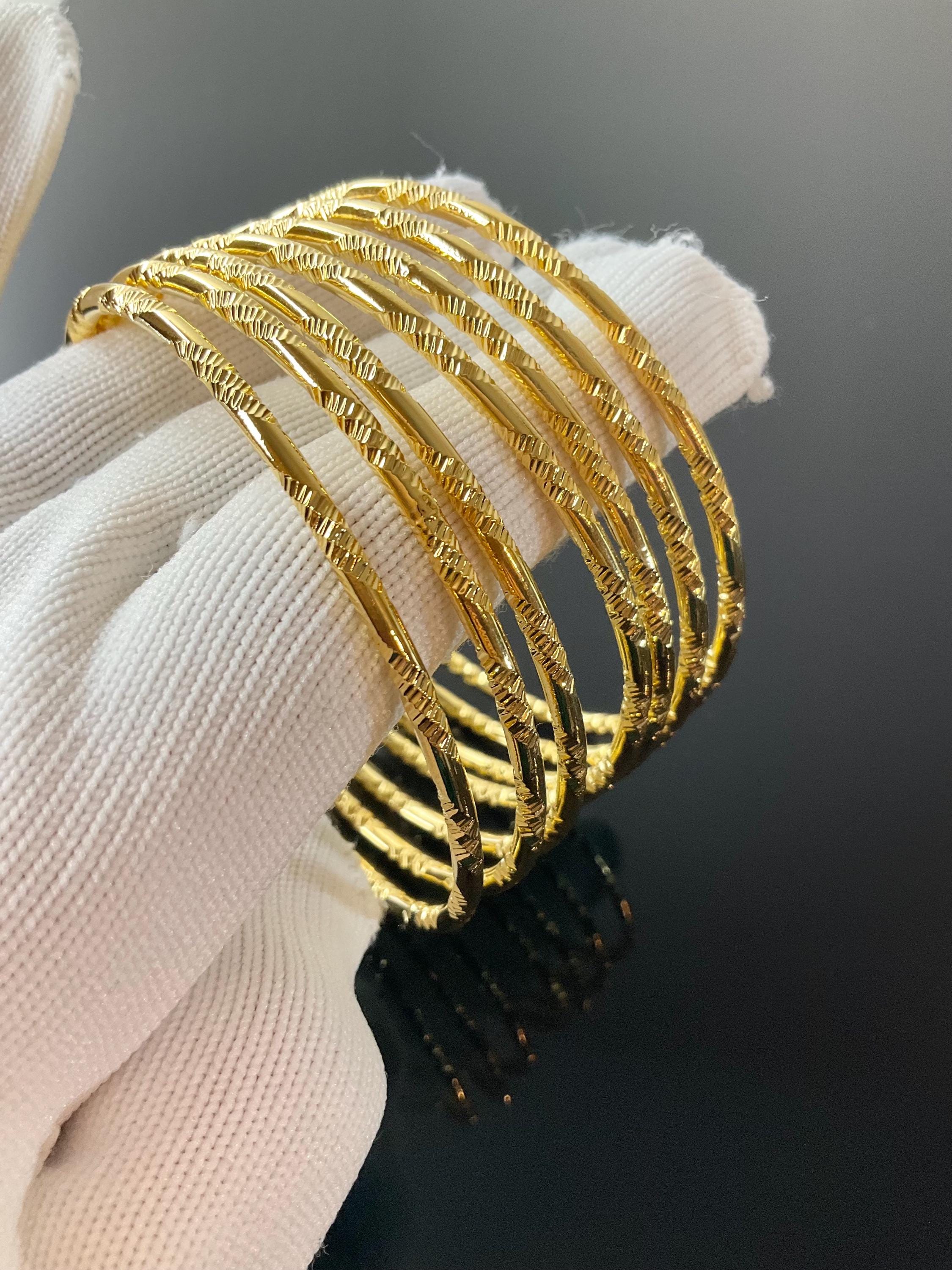 18K, 18ct, 18 Carat Set of 6 XL Lady's Gold Filled Bangles