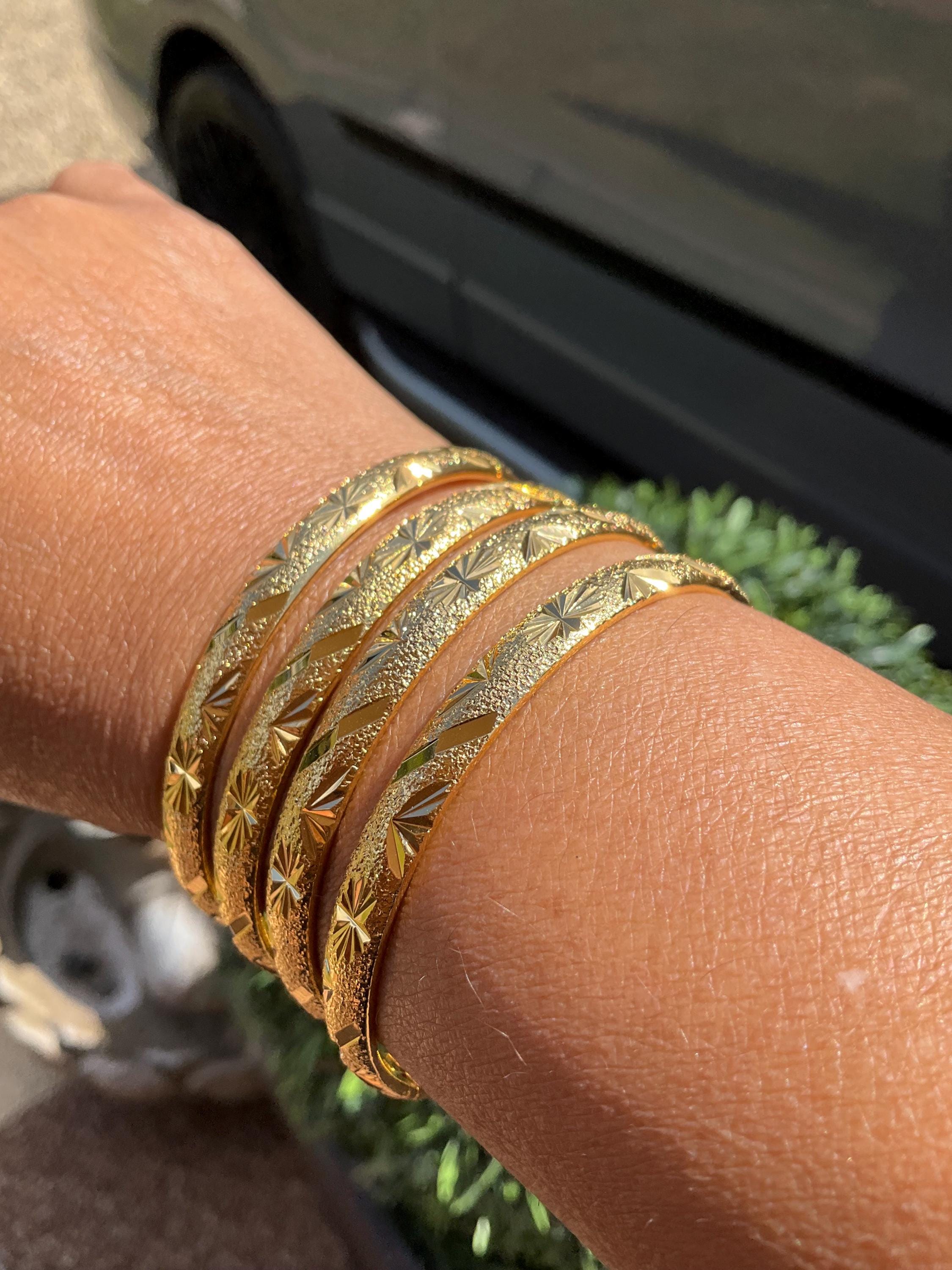18K 18ct Gold Filled Adult Size Bangles, Bracelets Set of 4 Size