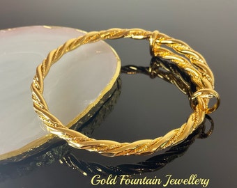 18K, 18ct, Lady's, Woman's, Gold Filled Adjustable Rope Twist