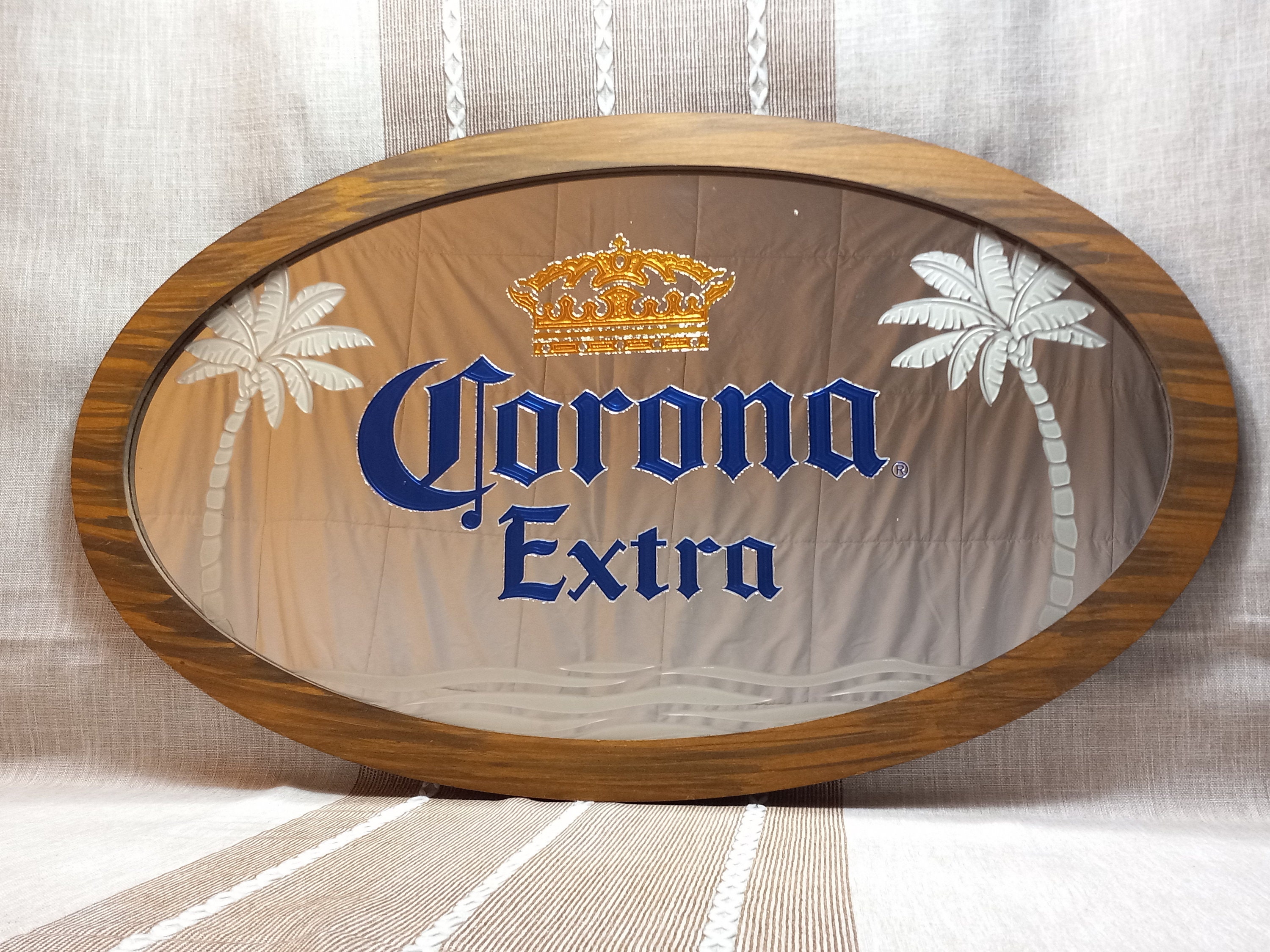 Large Oval Corona Extra Mirror With Palm Trees and Crown, 30.5