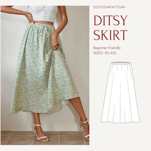Einfache Nähprojekte Elastische Taille Rock Schnittmuster PDF Dinge zum Nähen Winter-Outfits