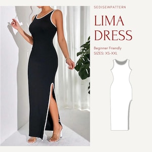 Binding Split Tight Tank Dress Sewing Digital Pdf Pattern