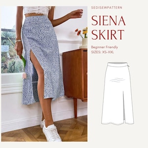 Proyectos de costura fáciles: patrón de costura de falda ajustada dividida en PDF, cosas para coser, conjuntos de invierno