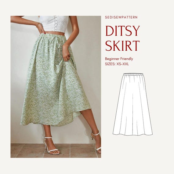 Easy Sewing Projects Elastic Waist Skirt Sewing Pattern PDF Things to Sew Winter Outfits