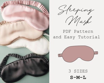 BEST SLEEPING MASK Eye Mask Easy pdf Pattern For Woman Man Child Size Elastic Satin Diy With Sewing Tutorial Wintage Modern Bridesmaid