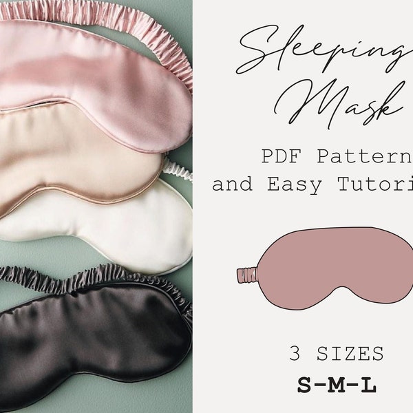BEST SLEEPING MASK Eye Mask Easy pdf Pattern For Woman Man Child Size Elastic Satin Diy With Sewing Tutorial Wintage Modern Bridesmaid