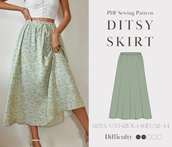 Bentlee's Button-Up Skirt Sizes XXS-4X Women PDF Pattern