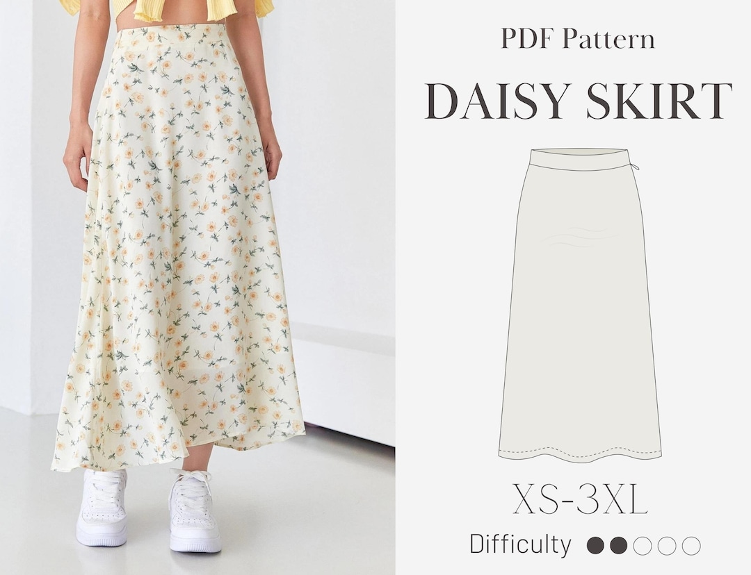 Daisy Skirt Sewing Digital Pdf Pattern A Line Skirt Long Flared Skirt US 2 14 UK 6 18 EU42 46 Xl 3xl Etsy