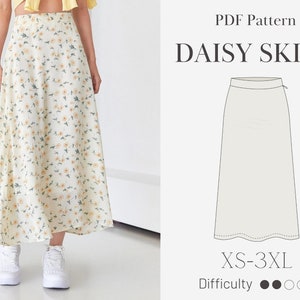 Daisy Skirt Sewing Digital Pdf Pattern | A Line Skirt | Long Flared Skirt US 2-14 | UK 6-18 | EU42-46 | xl-3xl