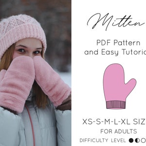 BEST Mitten Sewing Pattern and Easy DIY Beginner Detailed Tutorial Instructıons For Winter  Snow Hand Gloves Adult  Multible Sizes Men Women
