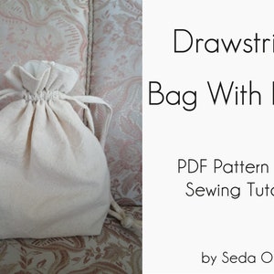 BESTE Kordelzugtasche PDF Schnittmuster Easy DIY Anleitung Anleitung Digital Satin Baumwolle