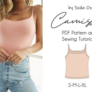 Patrón de costura en PDF de la mejor camisola sin mangas Top corto sin mangas Tirantes básicos Deportivo Fácil Talla pequeña Mediana Grande A4 / Carta de EE. UU. / A0