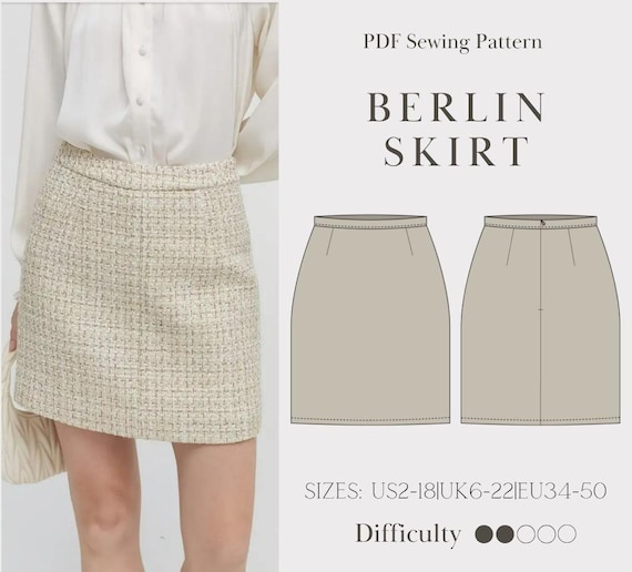 Modello digitale in PDF per cucire la gonna di Berlino Minigonna