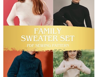 Familie Rollkragenpullover Schnittmuster Set PDF Schnittmuster
