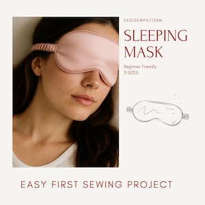 Slaapmasker pdf-patroon, eenvoudig naaiproject, 3 maten (digitale download).
