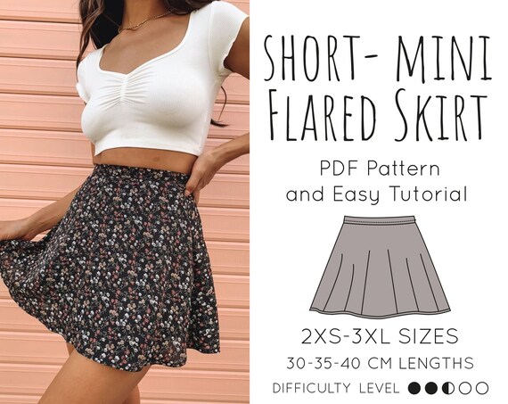 BEST Short Mini Flared Skirt PDF Pattern Printable Sewing - Etsy Canada