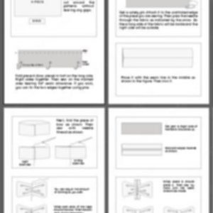 Op de afbeelding: Een zwart-witte ge&iuml;llustreerde gids met instructies over hoe je stof in een strik kunt vouwen. De gids bevat diagrammen en tekst.
