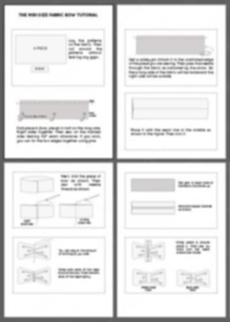 Op de afbeelding: Een zwart-witte ge&iuml;llustreerde gids met instructies over hoe je stof in een strik kunt vouwen. De gids bevat diagrammen en tekst.