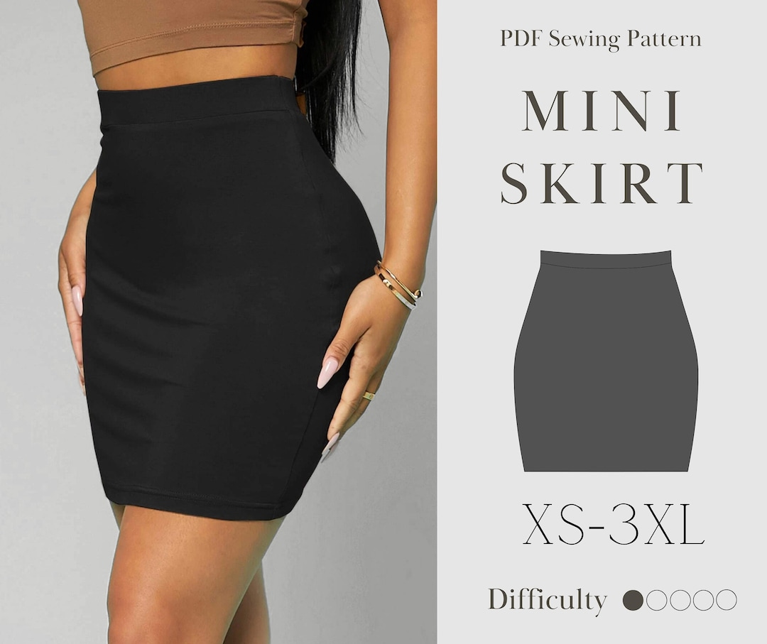 Mini Skirt Sewing Digital Pdf Pattern Bodycon Skirt Beginner Skirt Easy Sewing US 2 14 UK 6 18 EU42 46 Xl 3xl Etsy