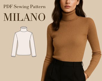 Milano Rollkragen Top PDF Schnittmuster
