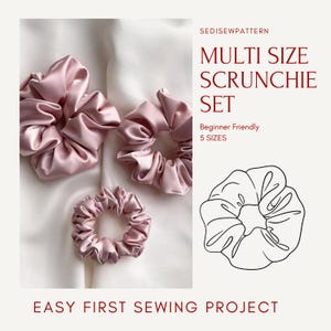 Druckbares Scrunchie Muster mit mehreren Größen Einfaches erstes Nähprojekt