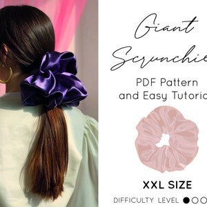BEST XXL Scrunchie Sewing PDF Pattern Printable Easy Tutorial  Giant Chunky Diy Vintage Hair Accessory Extra Large Big Size