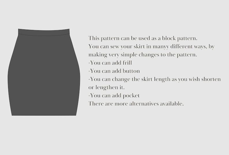 Mini Skirt Sewing Digital Pdf Pattern Bodycon Skirt Etsy