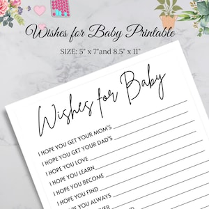 Wünsche für Baby Printable | Wünsche für Baby-Karte | wünscht Baby gut Babyparty Spiel Minimalistisch | Sofortdownload | Sofort