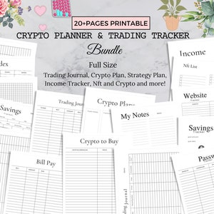 Ensemble de planificateur cryptographique, outil de suivi des transactions imprimable, outil de suivi hebdomadaire, plan stratégique et journal, plan cryptographique, objectif