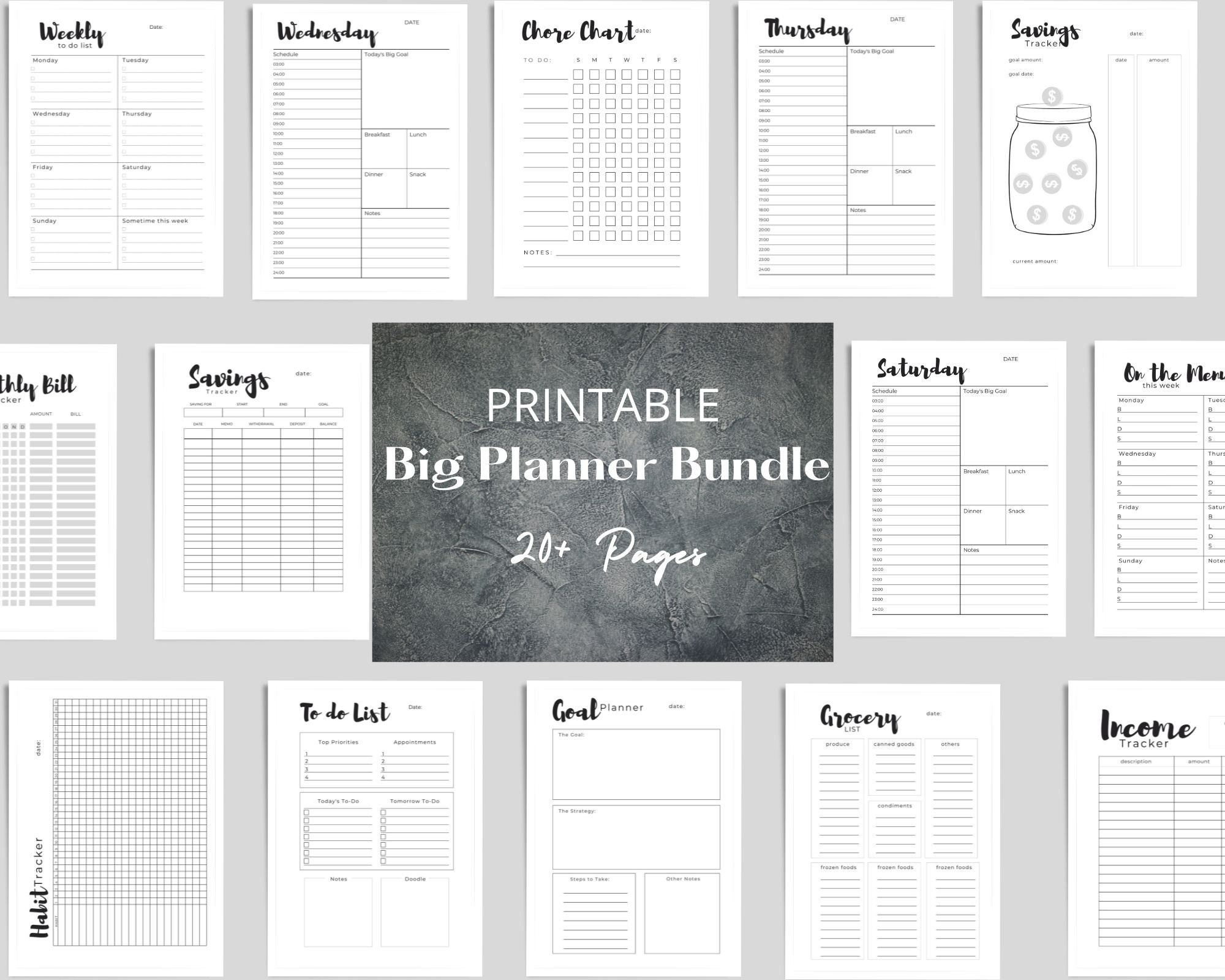 Big Happy Planner Bundle, Happy Planner Inserts , Printable Planner Set