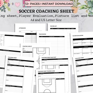 Soccer Coaching Sheet, Soccer Coach Planner, Soccer Practice Plan, Soccer Player Evaluation, Soccer Game Day Strategy, Instant Download